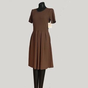 New Tag Versatile LulaRoe Chocolate & Brown Pinstripe Dress M